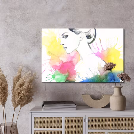 Canvastavla - Portrait of a woman on a colored