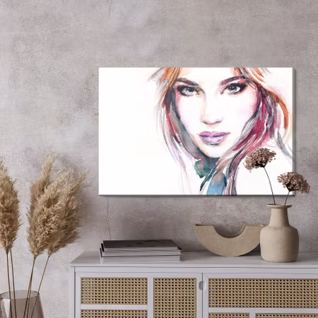 Canvastavla - Watercolor portrait of a young woman