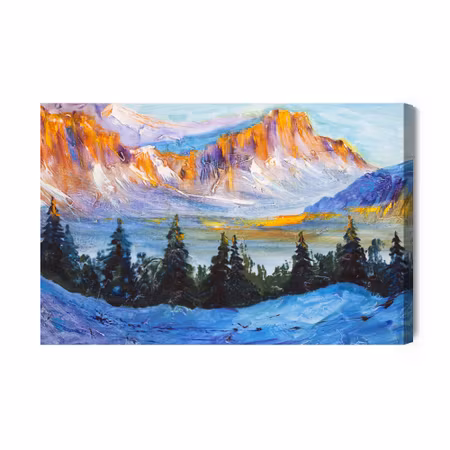 Canvastavla - Painted mountain landscape