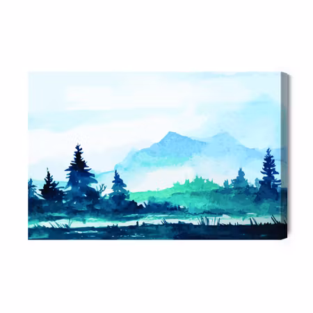 Canvastavla - Watercolor mountain landscape