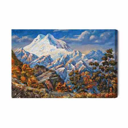 Canvastavla - Painted autumn mountain landscape