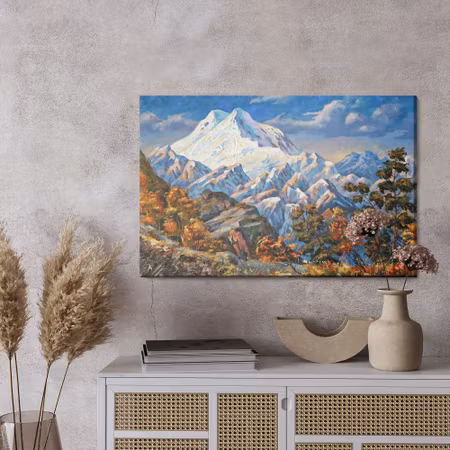 Canvastavla - Painted autumn mountain landscape