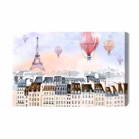 Canvastavla - Balloons flying over paris