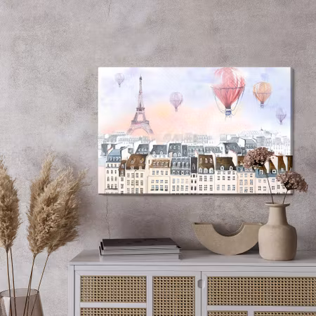 Canvastavla - Balloons flying over paris