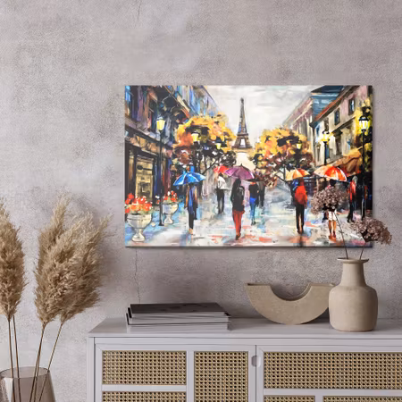 Canvastavla - People with colorful umbrellas in paris