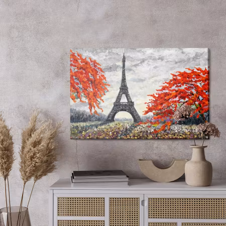 Canvastavla - The eiffel tower between colorful trees