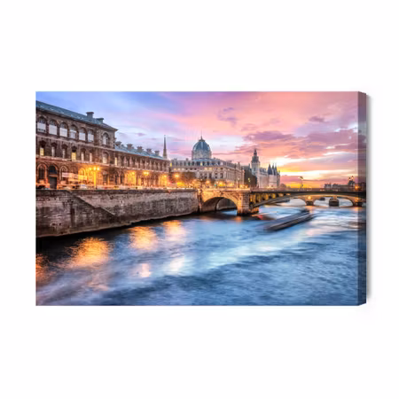 Canvastavla - Paris bridge at evening time