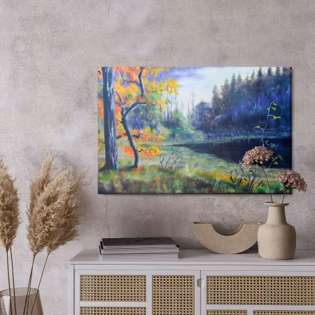 Canvastavla - Autumn forest in the evening time