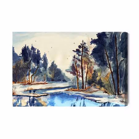 Canvastavla - A winter landscape as if painted