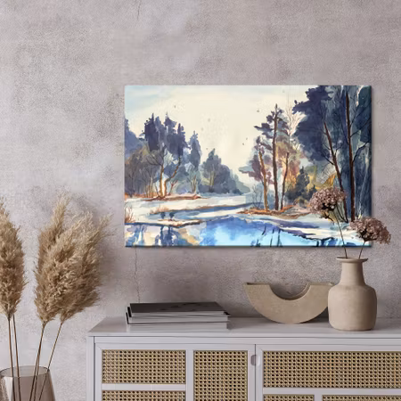 Canvastavla - A winter landscape as if painted