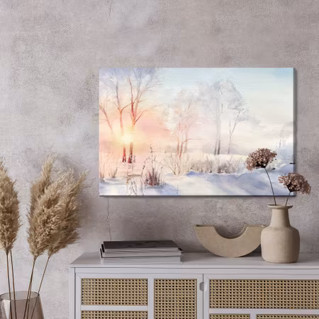 Canvastavla - Sunrise in the winter forest