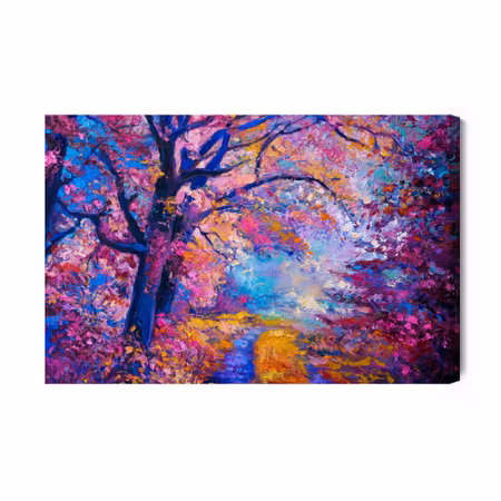 Canvastavla - A path in a colorful forest