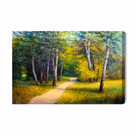 Canvastavla - Path in a birch forest