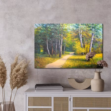 Canvastavla - Path in a birch forest