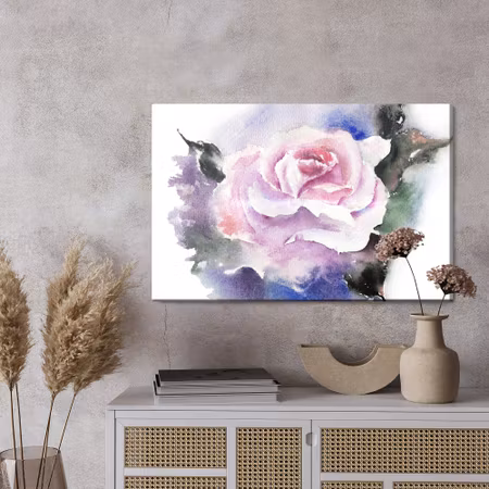 Canvastavla - Beautiful rose painted with watercolor