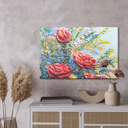 Canvastavla - A painting of blooming roses