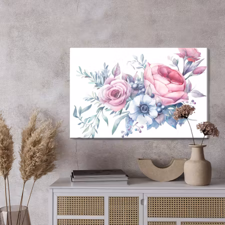 Canvastavla - Roses, anemones and berries