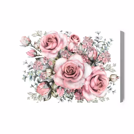 Canvastavla - Flowers and rose buds painted in