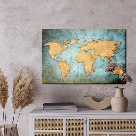 Canvastavla - The world map in a fashionable edition