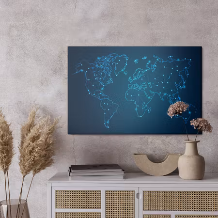 Canvastavla - Modernist blue world map