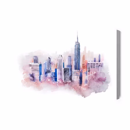 Canvastavla - New york downtown painted with watercolor