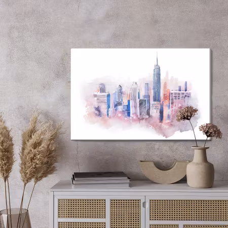 Canvastavla - New york downtown painted with watercolor