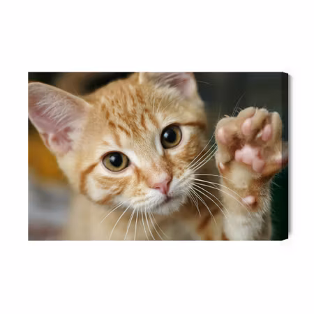 Canvastavla - Waving 3d kitten
