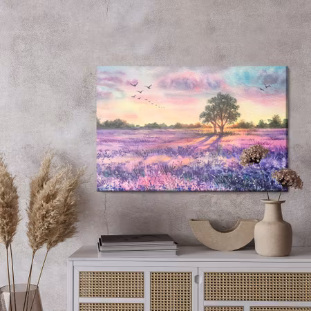 Canvastavla - Lavender landscape painted with