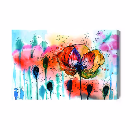 Canvastavla - Colorful watercolor poppies