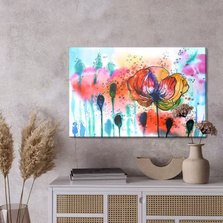 Canvastavla - Colorful watercolor poppies