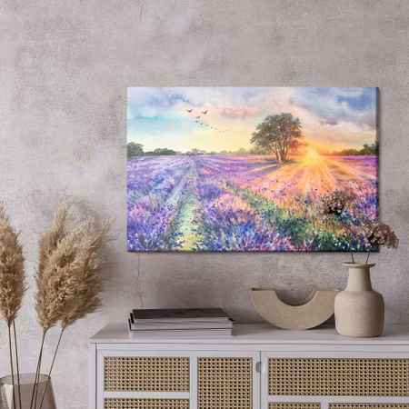 Canvastavla - Lavender landscape painted with