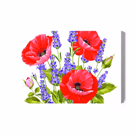 Canvastavla - Bouquet of poppies and lavender