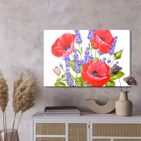 Canvastavla - Bouquet of poppies and lavender