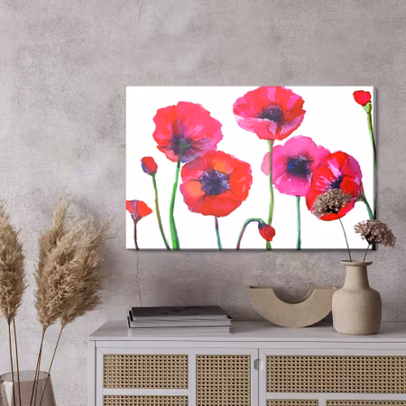 Canvastavla - Beautiful watercolor poppies