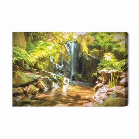 Canvastavla - A waterfall in the jungle like a painted