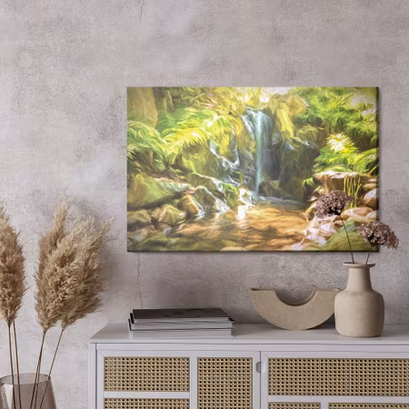 Canvastavla - A waterfall in the jungle like a painted