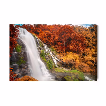 Canvastavla - 3d view of the waterfall in the autumn