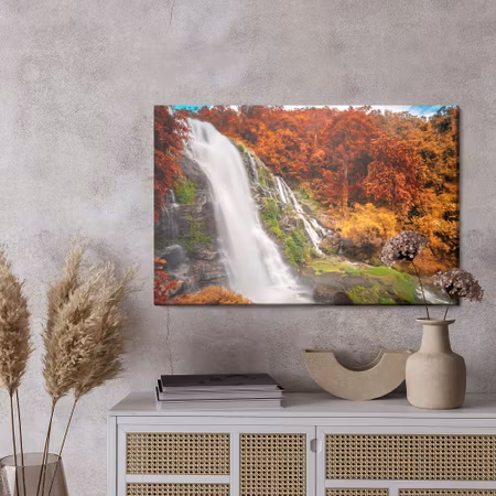 Canvastavla - 3d view of the waterfall in the autumn