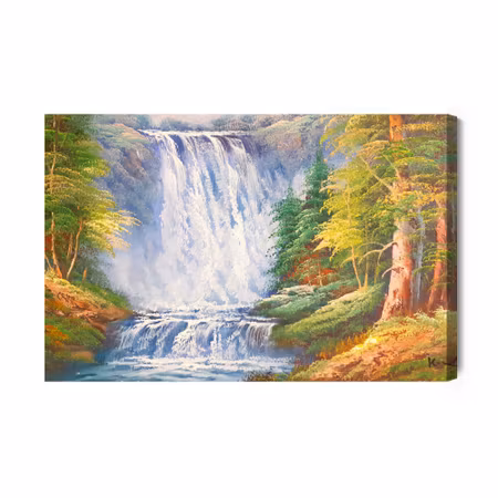 Canvastavla - A waterfall in the mountains as painted