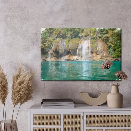 Canvastavla - A view of the waterfall painted with