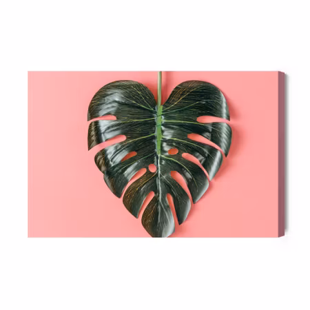Canvastavla - Heart-shaped monstera leaf