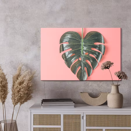 Canvastavla - Heart-shaped monstera leaf