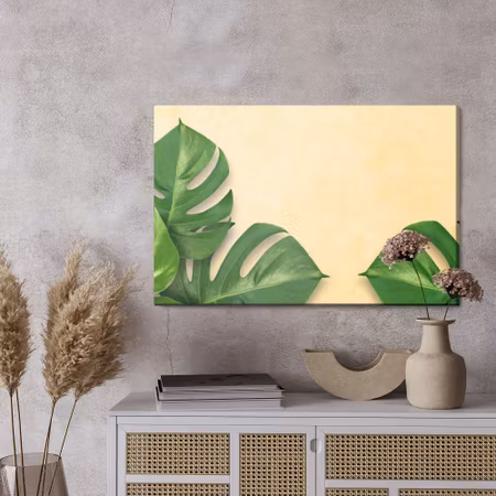 Canvastavla - Monstera leaves on a beige background