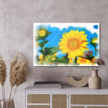Canvastavla - Sunflowers as if painted with watercolor