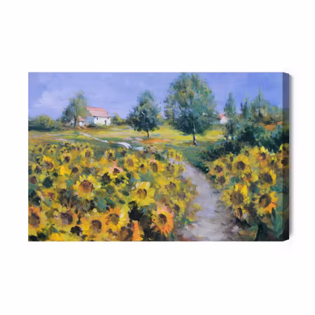 Canvastavla - A landscape with sunflowers as painted