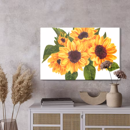 Canvastavla - A bouquet of sunflowers as painted