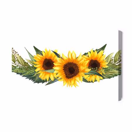 Canvastavla - Sunflowers with green leaves