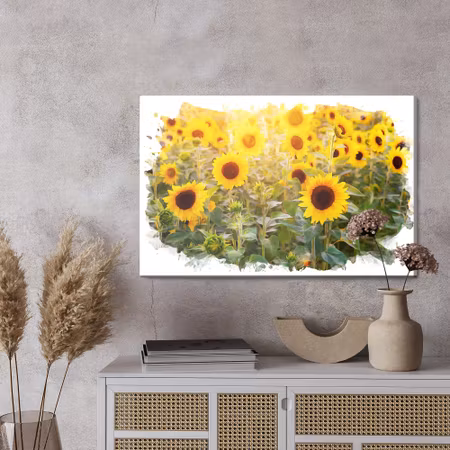 Canvastavla - The sunflower field in an artistic way