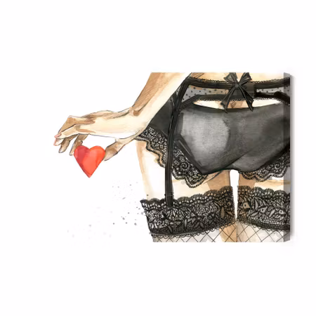 Canvastavla - Woman in underwear painted with