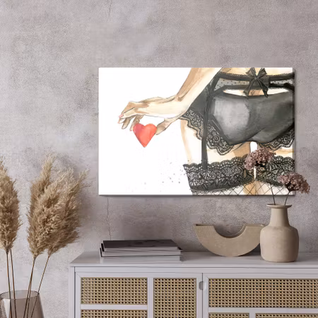 Canvastavla - Woman in underwear painted with